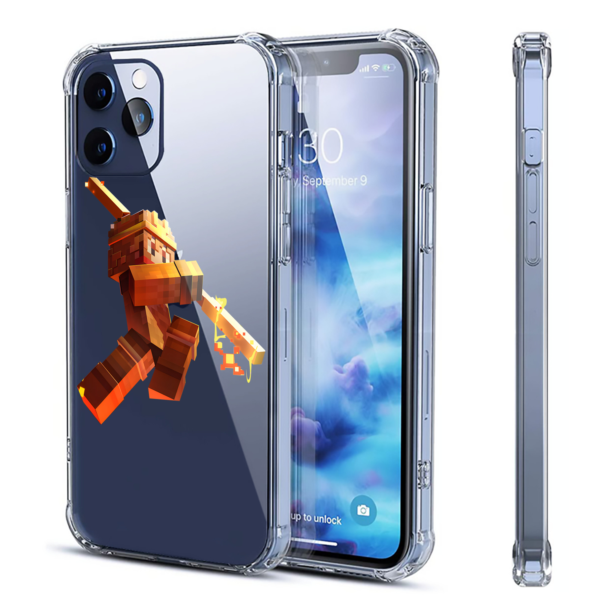 （画像用） マインクラフト ブロックの世界 Minecraft MC Block world 【iPhone 12シリーズ対応】透明スマホケース（クリアソフトケース）